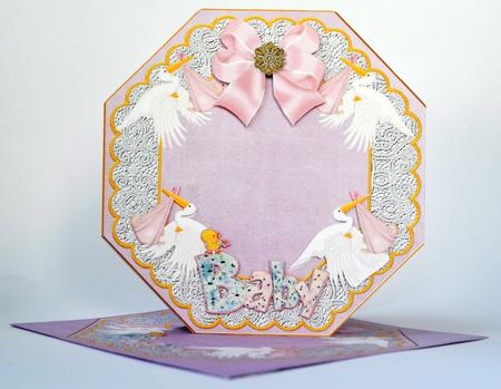 Baby Girl Lilac Lace Octagon Decoupage Card Kit by Erica D Philip
