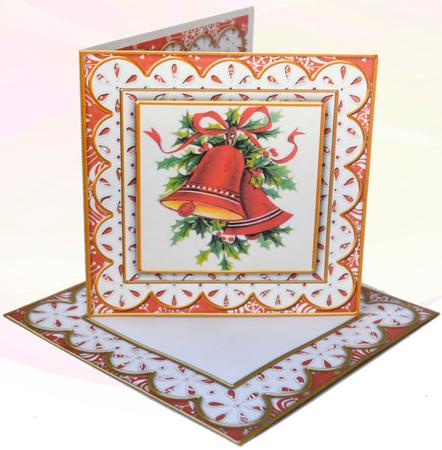 Christmas Bells Anglaise 3D Square Scallop Card Kit Featured Gallery Photo