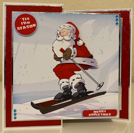 Skiing Santa 8x8 Quick Card by Erika Sissons