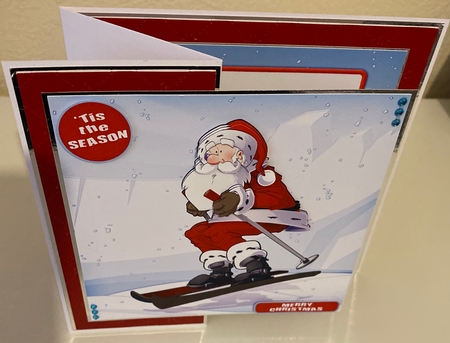 Skiing Santa 8x8 Quick Card by Erika Sissons