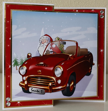 Santas New Sleigh 8x8 Quick Card by Erika Sissons