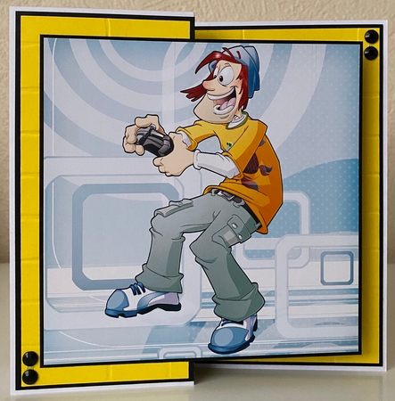 Console Gamer Dude Yellow 8x8 Quick Card by Erika Sissons