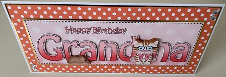 Large DL Happy Birthday GRANDMA 3D decoupage with Cute Little Cat by Erika Sissons
