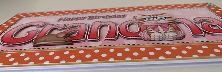 Large DL Happy Birthday GRANDMA 3D decoupage with Cute Little Cat by Erika Sissons