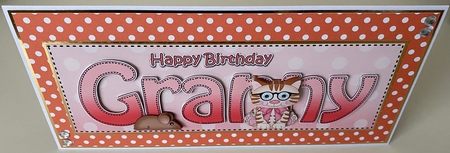 Large DL Happy Birthday GRANNY 3D decoupage with Cute Little Cat by Erika Sissons