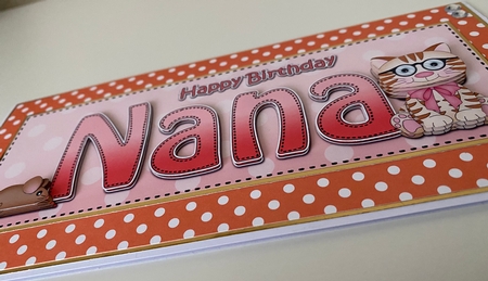 Large DL Happy Birthday NANA 3D decoupage with Cute Little Cat by Erika Sissons