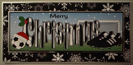 Xmas Football Boots & Football CHRISTMAS in black & white large dl by Erika Sissons