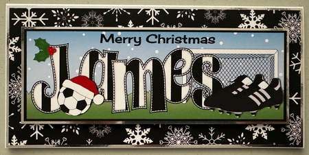 Xmas Football Boots & Football JAMES in black & white large dl by Erika Sissons