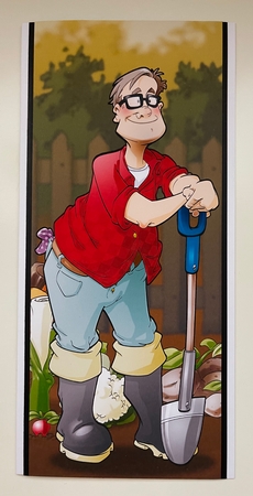 Gardening/Allotment Dude Glasses Large Vertical DL by Erika Sissons