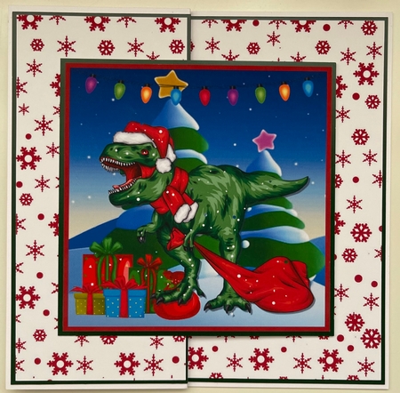 Dinosaur drops off Christmas presents by Erika Sissons
