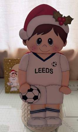 3D On the Shelf Card Kit - Little Christmas Footballer plays for Leeds by Erika Sissons