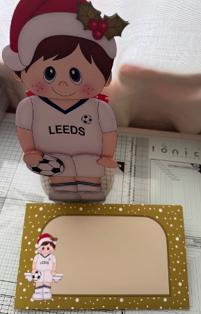 3D On the Shelf Card Kit - Little Christmas Footballer plays for Leeds by Erika Sissons