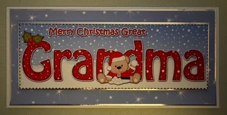 Large DL Merry Christmas GREAT GRANDMA 3D decoupage with Teddies by Erika Sissons