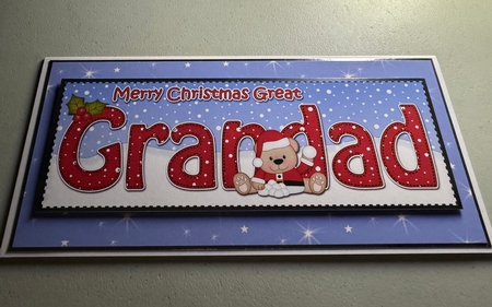 Large DL Merry Christmas GREAT GRANDAD insert with Teddies by Erika Sissons