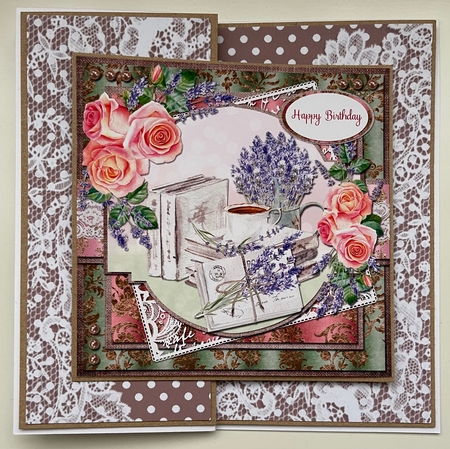 Shabby Lace Florals 1: Lavender & Roses 7 x 7 Decoupage Card Mini Kit, 5 Sheets by Erika Sissons