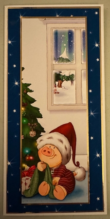 Pigs in Blankets Pumpkin Christmas Large Vertical DL Insert by Erika Sissons