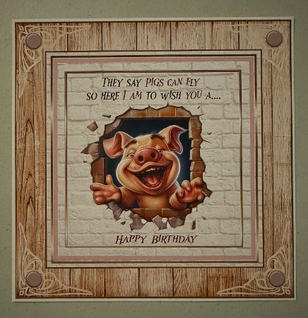 If pigs can fly 7x7ins kit with 4 x bookmarks by Erika Sissons