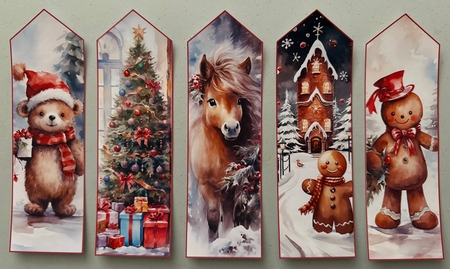 Set of 5 Christmas Bookmarks by Erika Sissons