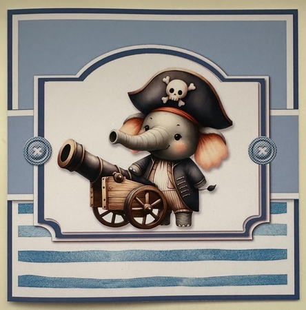Cute Pirate Elephant Card & Toppers Set by Erika Sissons