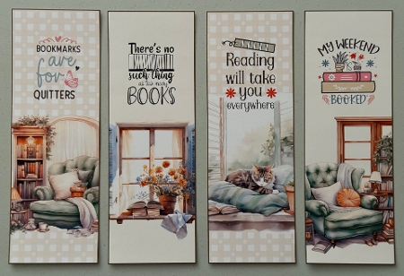 Cosy reading room x 4 bookmarks 1 by Erika Sissons