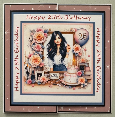 25th Daughter Granddaughter Birthday 7 x 7 Card No 2 by Erika Sissons