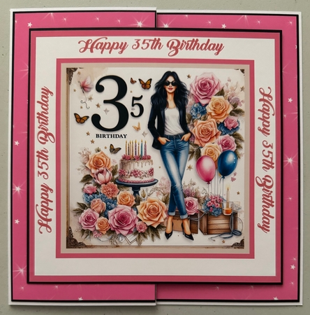 35th Daughter Granddaughter Birthday 7 x 7 Card No 2 by Erika Sissons