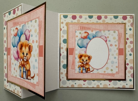 Baby lions birthday 7x7 card, decoupage, insert and toppers by Erika Sissons