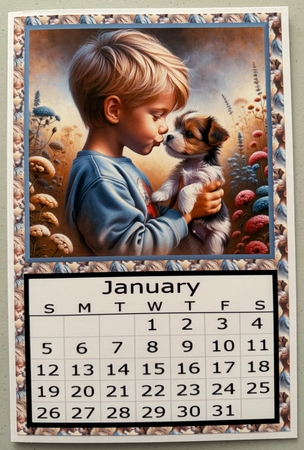 2025 Calendar-Sweet Boy with Puppy by Erika Sissons
