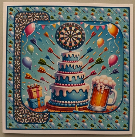 Darts cake and a beer 8x8 by Erika Sissons