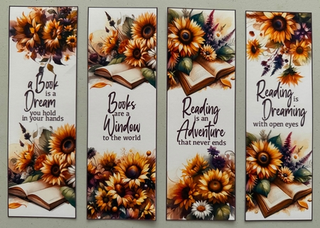  4 Sunflower Bookmarks by Erika Sissons