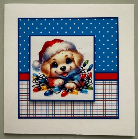 Christmas Golden Puppy with Lights by Erika Sissons
