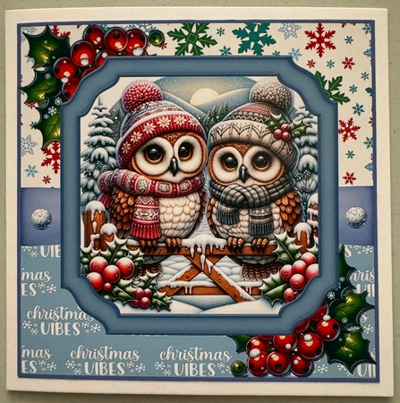 Festive owls 8x8 by Erika Sissons