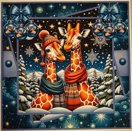 Festive Giraffes 8x8 by Erika Sissons