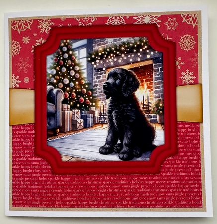 Beautiful Black Puppy 7 x 7 Christmas Card by Erika Sissons