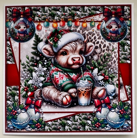 Cute festive highland Cow by Erika Sissons