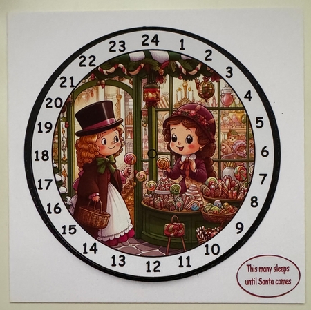 advent clock christmas candy shop by Erika Sissons
