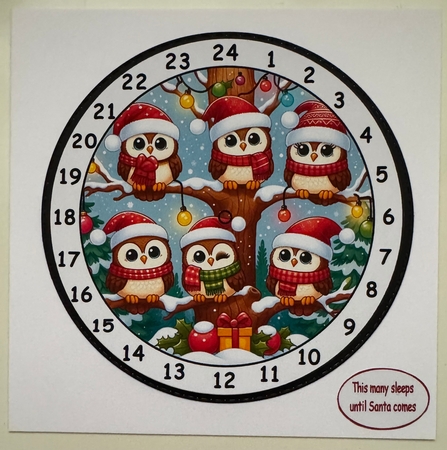 advent clock christmas tree owls by Erika Sissons