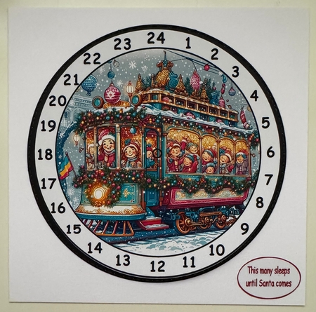 advent clock christmas holiday tram by Erika Sissons