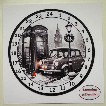 newest advent clocks black and white with red accents 2 by Erika Sissons