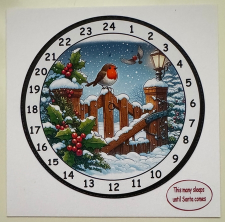newest advent clocks robin on a gatepost by Erika Sissons