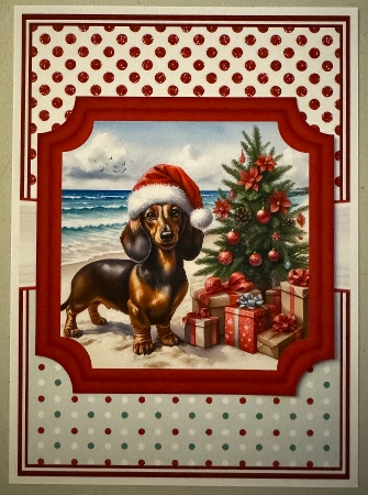 CHRISTMAS BEACH DACHSHUNDS by Erika Sissons