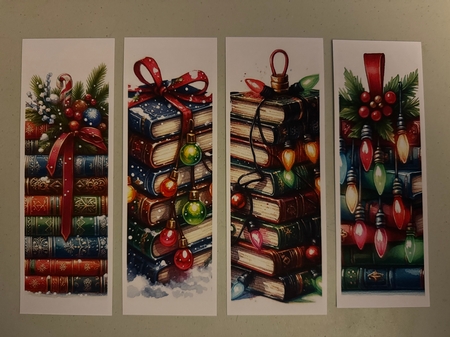 Stacked Christmas Books Bookmarks by Erika Sissons