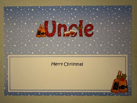 Large DL Merry Christmas UNCLE with Whisky 3D decoupage by Erika Sissons