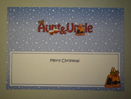 Large DL Merry Christmas AUNT & UNCLE with Whisky insert by Erika Sissons