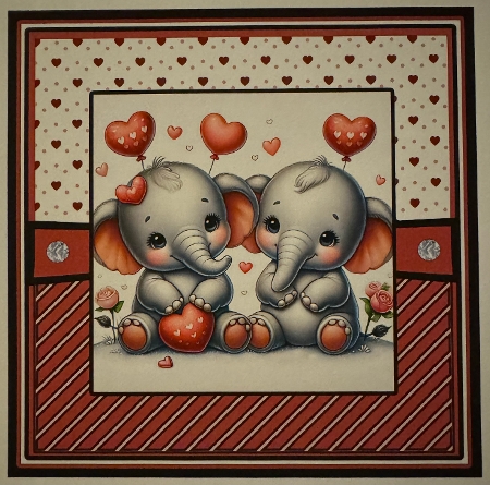 Elephant Love 2 - Valentine - Anniversary - Engagement decoupage card kit by Erika Sissons