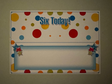 Blue Polka - Six Today! - Large DL 3D Decoupage Card by Erika Sissons
