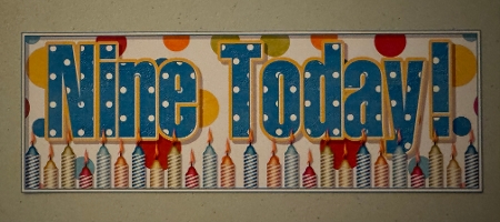 Blue Polka - Nine Today! - Large DL 3D Decoupage Card by Erika Sissons