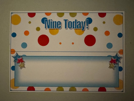 Blue Polka - Nine Today! - Large DL 3D Decoupage Card by Erika Sissons