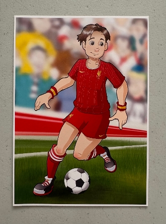 Young Footballer Dude Red, White and Yellow Insert by Erika Sissons