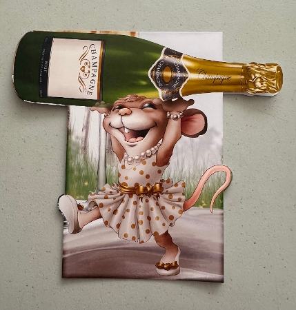 Mrs Champagne Mouse Shaped Card by Erika Sissons